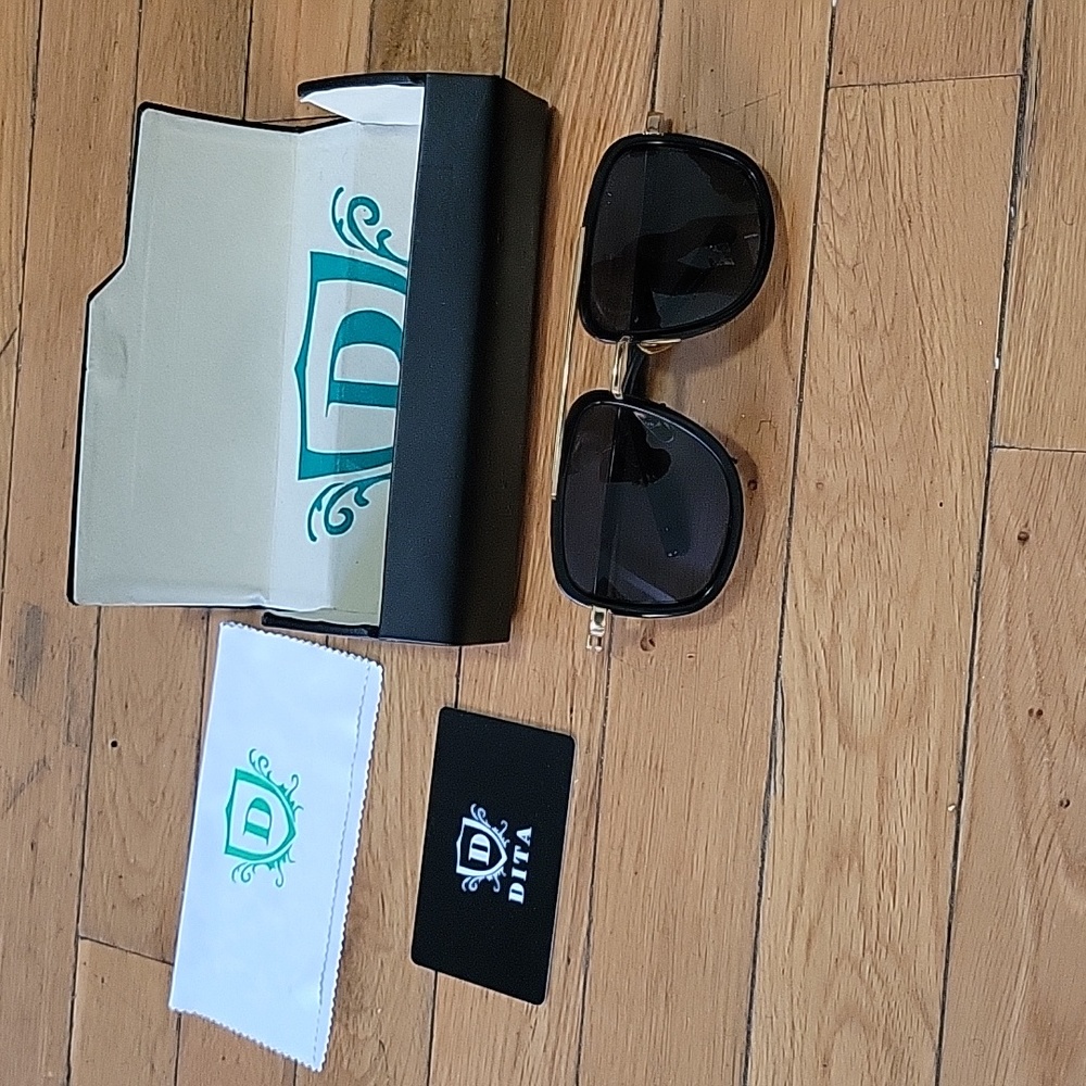 DITA MACH ONE SUNGLASSES Matte Black Antique 12K Gold
